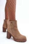 Dámské semišové boty na sloupku s ozdobou Bežové Strong 38