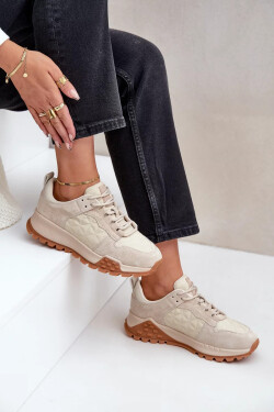 Dámské Kožené Tenisky Big Star OO274A315 Hi-Poly System Béžové 36