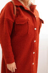 Dámský kabát Plus Size s vlnou ART0286 rudy - Kesi UNI