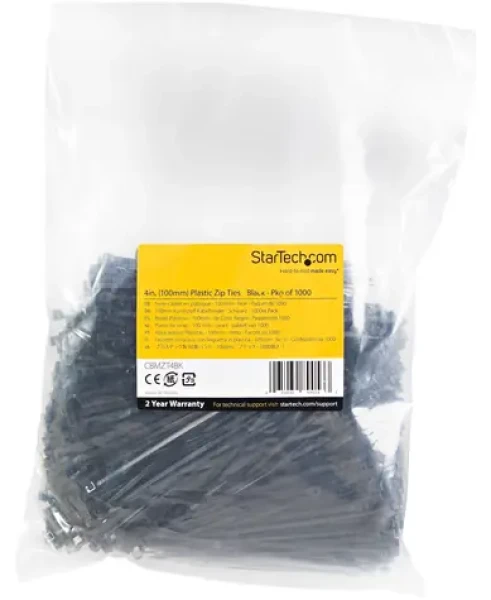 StarTech Stahovací pásky nylonové černé / Stahovací páska / 3x100 mm / 1000 ks / uvolnitelná (CBMZT4BK)