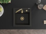 MEXEN/S - Vito Vito granitový dřez 1-miska 520x490 mm, černá/zlatá metalik,+ zlatý sifon 6503521000-75-G
