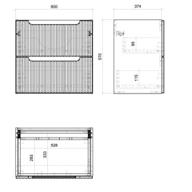 COMAD - Skříňka pod umyvadlo 60cm 2 zásuvky NOVA CASHMERE 5907611663325