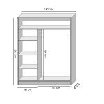 Šatní skříň Ragla - 180x215x61 cm (bílá, dub artisan)