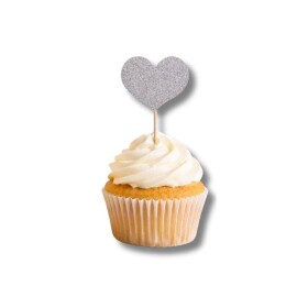 Dortisimo Zápich do dortu Srdíčka stříbrná (12 ks)