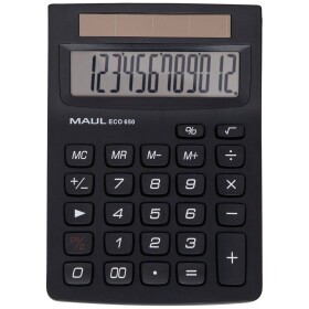Maul ECO 650 kapesní kalkulačka černá Displej (počet míst): 12 solární napájení (š x v x h) 104 x 146 x 33 mm