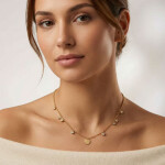 Náhrdelník se zirkony Madeleine - chirurgická ocel, Zlatá 40 cm + 5 cm (prodloužení)