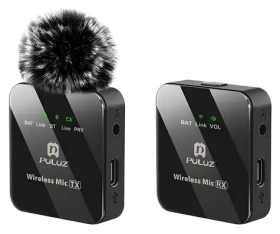 Puluz PU3153B / Bezdrátový klopový mikrofon / TX + RX / 2,4 GHz / dosah 10 m (PU3153B)