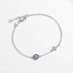 Stříbrný náramek Evil Eye, stříbro 925/1000, amulet Nazar a kříž, Stříbrná Nastavitelná