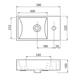 SAPHO - MARGITHA keramické umývátko 38x22cm, otvor pro baterii vpravo, bílá MGT3822