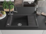 MEXEN/S - Elias granitový dřez s odkapávačem včetně baterie Duo, černá kropenatá 6511-76-671701-07