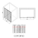 CERANO - Sprchové posuvné dveře Lantono L/P - 8 mm - Soft-Close - černá matná, transparentní sklo - 110x195 CER-432043