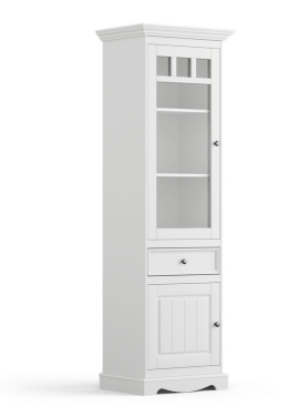 Massivo.cz Vitrína Belluno Elegante, úzká, bílá, masiv, borovice - LEVÁ