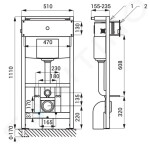 SANELA - Senzorové pisoáry Piezo splachovač WC se speciálním antivandalovým krytem, včetně montážního rámu s nádržkou SLR 21, 24 V DC SLW 02PA
