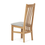 Dřevěná jídelní židle, potah stříbrná látka, masiv dub, přírodní odstín