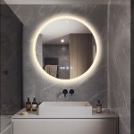 Erga Deam, kulaté LED zrcadlo 80cm, 3 barvy světla, přední osvětlení, vyhřívací podložka proti zapaření, ERG-V01-Deam-8080-CL ERG-V01-DEAM-8080-CL