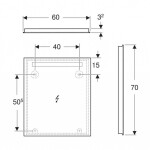 GEBERIT - Option Zrcadlo s LED osvětlením, 60x70 cm, hliník 502.805.00.1