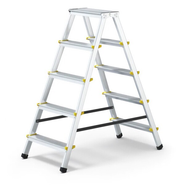 Schůdky oboustranné hliníkové 2×5 příček, nosnost 150kg, PROFI, J.A.D TOOLS