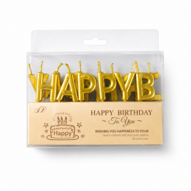 Dortisimo Svíčky Happy Birthday zlaté (13 ks)