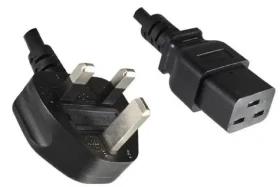 MicroConnect Power Cord UK Typ G 90° úhel - C19 1.8m černá / Anglická koncovka (PE090618)