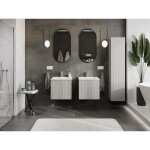 MEXEN/S - Rivel koupelnová skříňka 50 cm s umyvadlem Otis, 1 šuplík, reliéf , šedá mat/bílá mat 91A20-05047-1-BF62-W18M01