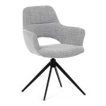 Židle jídelní, šedá látka, 360° vratný mechanismus, černý kov