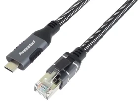 PremiumCord Ethernetový adaptér USB-C - RJ45 / Síťový kabel / 10/100/1000 Mbit / 2 m (ku31net2)