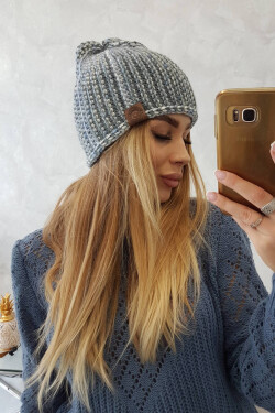 Fleecová čepice Zoja K306 šedá+modrá UNI