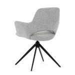 Židle jídelní, šedá látka, 360° vratný mechanismus, černý kov