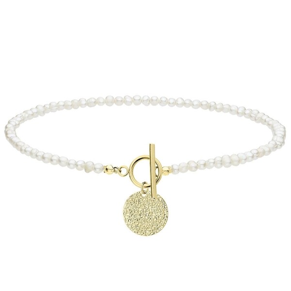 Perlový náhrdelník Raquel Gold - chirurgická ocel, sladkovodní perla, Zlatá 42 cm