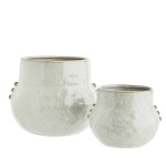 MADAM STOLTZ Kameninový obal na květináč Off White, krémová barva, keramika