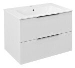 SAPHO - SET koupelnová skříňka CIRASA 70cm s umyvadlem a LED zrcadlem, 2x zásuvka, bílá lesk KSET-098