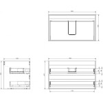 MEXEN - Box-A skříňka pro umyvadlo 80, 2 zásuvky, černá lesk 91AX0-0800-470-2-70