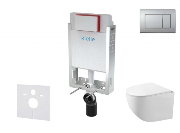 Kielle - Genesis Set předstěnové instalace, kompaktního klozetu Gaia, sedátka softclose a tlačítka Gemini III, matný chrom 30505SZ56