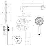 SAPHO - SMART SELECT podomítkový sprchový set s termostatickou baterií, 2 výstupy, posuvný držák sprchy, chrom RP032-02