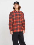 Volcom Caden Plaid BRIGHT RED pánská košile dlouhým rukávem