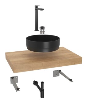 Koupelnová sestava SAT s deskou pod umyvadlo Dolce 80x8x50 cm dub halifax KSETDO9 KSETDO9