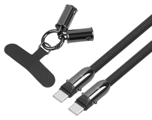 Kabel 2v1 USB-C se smyčkou černá / Kabel / USB-C / 1 m (AKTBXKUCCSMY10B)