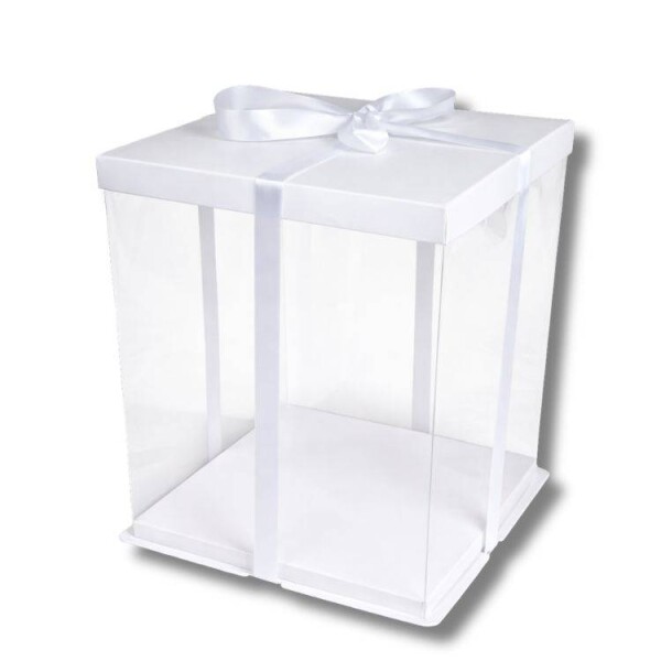 Cake Star Cake Star Plastový hranatý box na dorty bez stuhy 4Cake bílý (30 x 30 x 35 cm)
