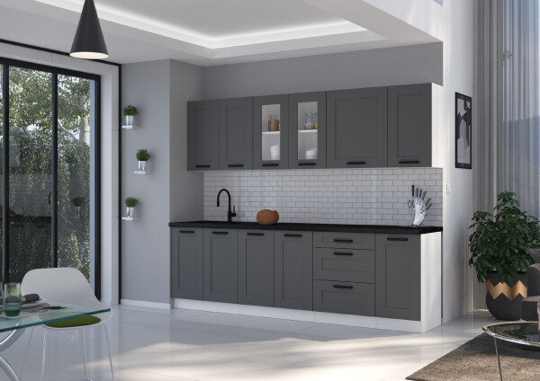 Kuchyňská linka 260 cm Luna 3 - Bílá + Dust grey