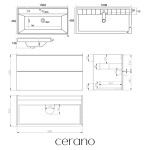 CERANO - Koupelnová skříňka Velora - černá matná, úchytka černá - keramické umyvadlo Viano - 100,9x67,6x46,5 CER-487911
