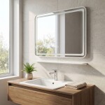 REA - LED zrcadlo na zeď s policí 80x60 cm L-8060 HOM-08530