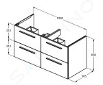 IDEAL STANDARD - i.Life B Umyvadlová skříňka 120x63x51 cm, 4 zásuvky, šedý matný křemen T5278NG