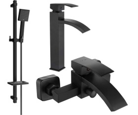 MEXEN - Libra DQ45 Set umyvadlové a vanové baterie s příslušenstvím, černá 745113DQ45-70