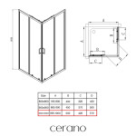 CERANO - Sprchový kout Fabrizio L/P - 5 mm - černá matná, transparentní sklo - 100x100x195 - posuvný CER-650575