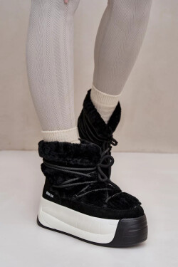 Kožené Dámské Sněhule Na Silné Podešvi S Kožešinou Big Star Černé Velikost: 38