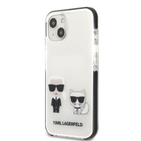 Pouzdro Karl Lagerfeld TPE Karl and Choupette iPhone 13 mini bílé