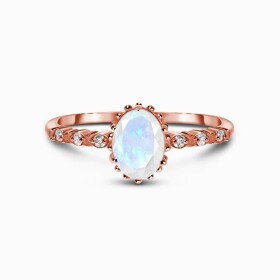 Royal Fashion prsten 14k zlato Vermeil GU-DR23095R-ROSEGOLD-MOONSTONE-TOPAZ Velikost: 10 (EU: 61-63)