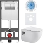 CERANO - Kompletní WC set Basic/Dure - bílá lesklá - WC tlačítko Maxio/Stříbrná - závěsné - předstěnová instalace - 51x35 CER-8050BD85896