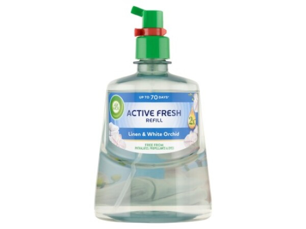 Air Wick Active Fresh náplň na vodní bázi do automatického difuzéru prádlo a bílá orchidej 228 ml