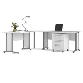 Rohový kancelářský stůl s kontejnerem Prima 80400/304 bílý